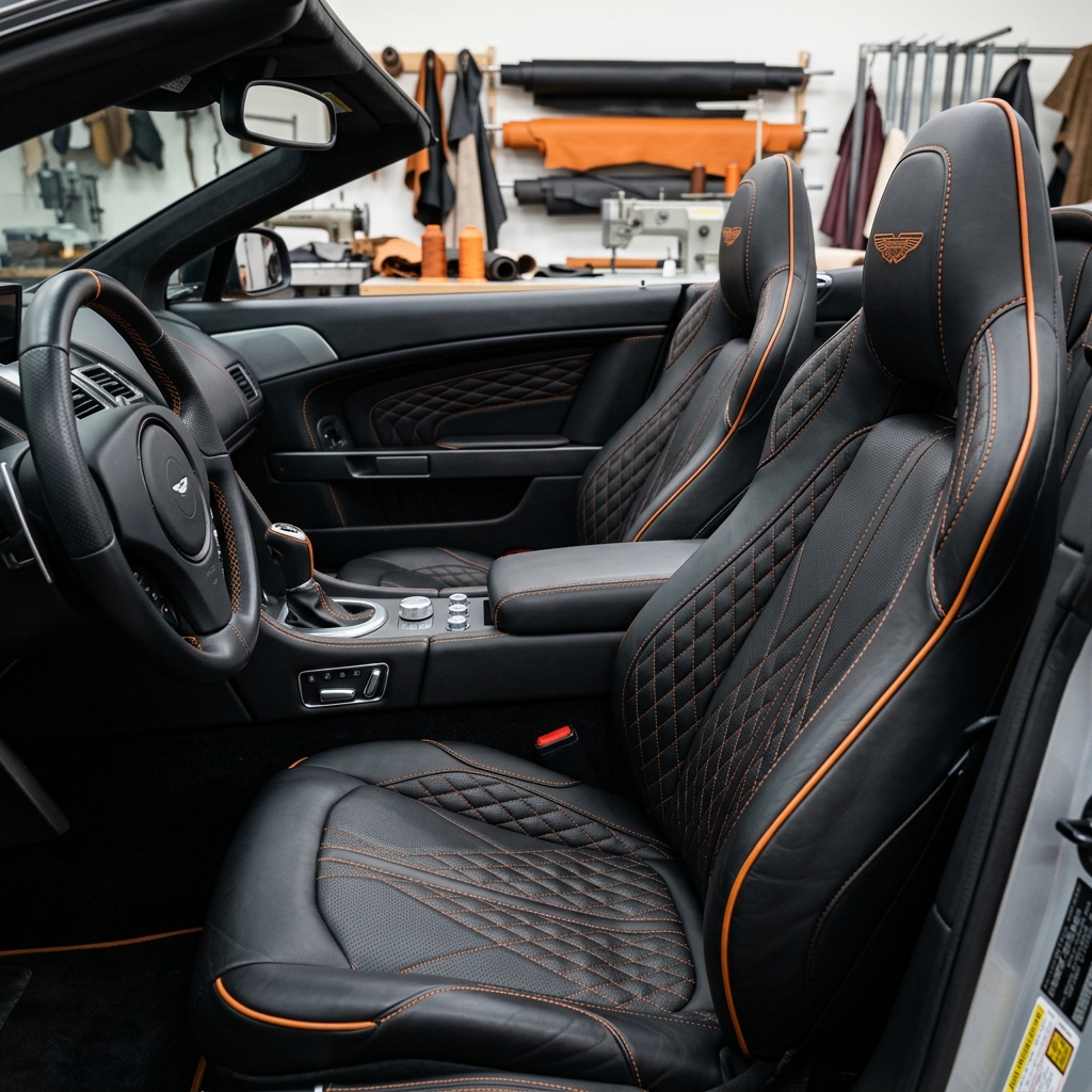 Interior automotivo premium em couro